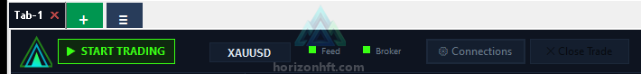 START TRADING in the top bar, and the new ≡ All tabs button next to +.